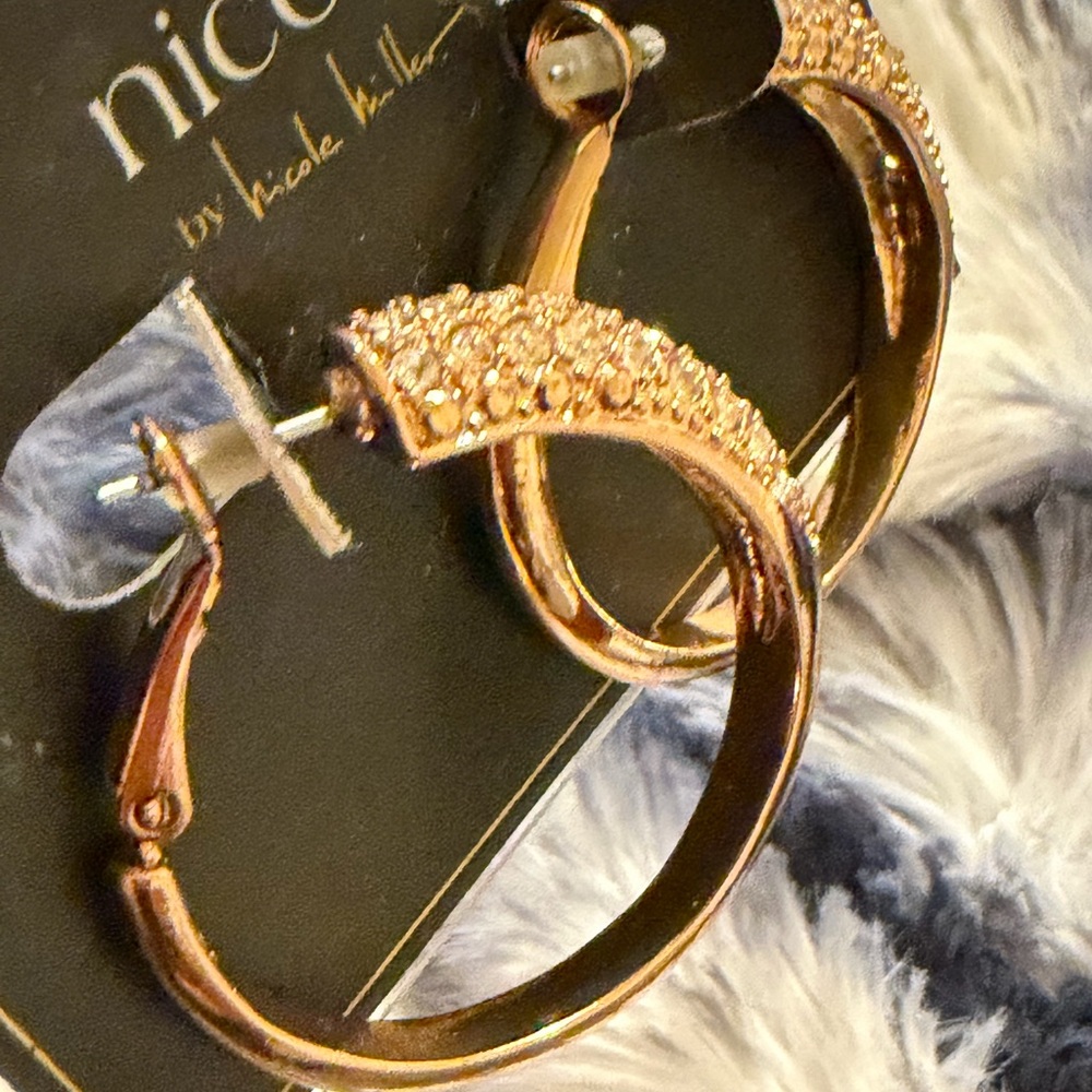 Nicole Sparkling Gold Hoop Earrings - Picture 8 of 11